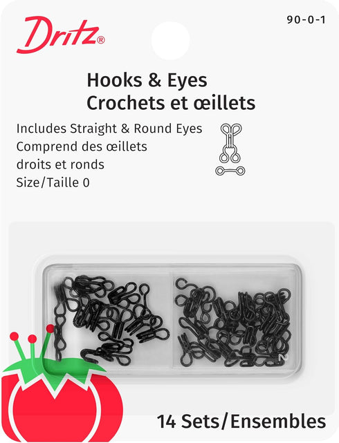 Dritz Hook & Eye Closures, 14 Count, Size 0, Black...