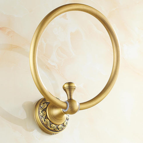 Towel Ring Antique Brass Hanger Hand Towel Holder for Bathroom Kitchen Accessories Wall Mounted,Pattern Carving Design...