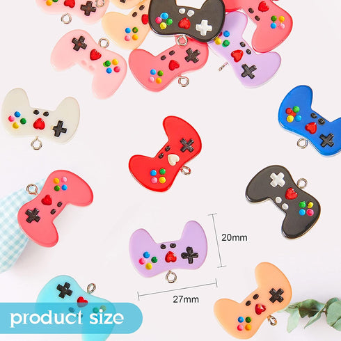 Hicarer 36 Pieces Colorful Game Controller Key Ring Pendant Charms Video Game Resin Charm for DIY Jewelry Making Necklace Bracelet, 9 Colors...