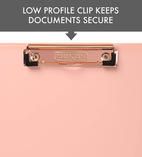 Dexas Slimcase 2 Storage Clipboard with Side Opening, Blush Pink with Rose Gold Clip, Office Supplies Clipboards to Carry and Store, A4 Holder, Co...