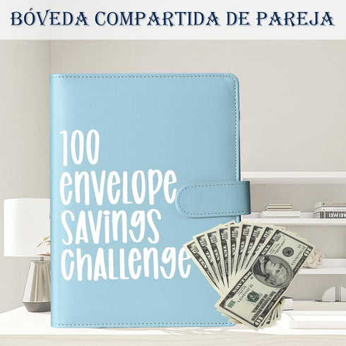 100 Envelope Challenge Binder, A5 Money Saving Budget Binder with Cash Envelopes, 52 Weeks Money Saving Challenge Binder for Budgeting & Challengi...