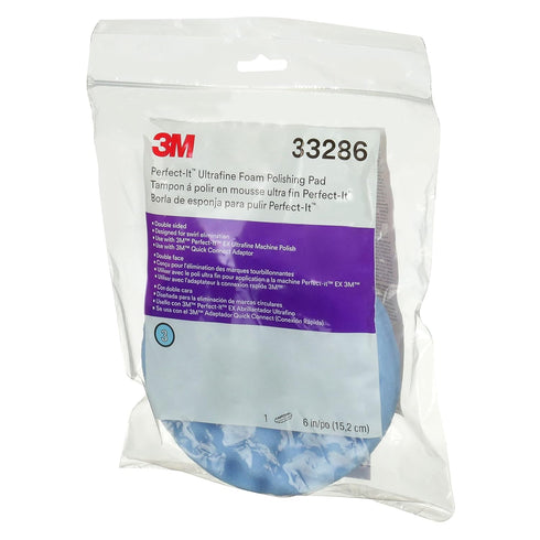 3M Perfect-It Ultrafine Polishing Pad, 33286, 6 in, 1 Pad, Blue, Double sided, Waffle Face, Polishing for Automotive...