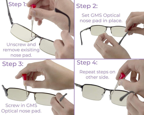 GMS Optical - 11mm Medium Wide Screw-in Round Soft Silicone Nose Pads for Glasses, Sunglasses, Glasses Repair Kit, Keep Glasses from Sliding and I...