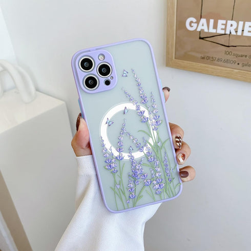 Ownest Compatible for iPhone 15 Case, Magnetic Fitting for MagSafe for Clear Frosted PC Back 3D Flowers Floral Girls Woman and Soft Silicone Slim ...