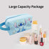 Blue Travel Cosmetic Makeup Bag Sets Include Double Sided Cosmetic Mirror, Hair Brush, PU Travel Toilet Bag, Woven Braclece and 50 Stickers, Makeu...