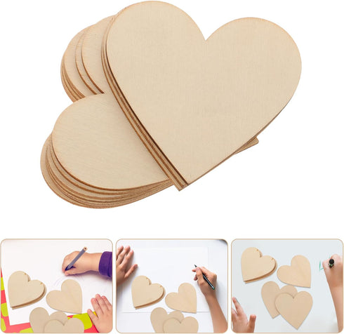 Ciieeo 10pcs 80mm Heart Pattern Wooden Slice Natural Wood Heart Slices Christmas Heart Wooden Slice for Christmas Wedding DIY Supplies (Heart Patt...