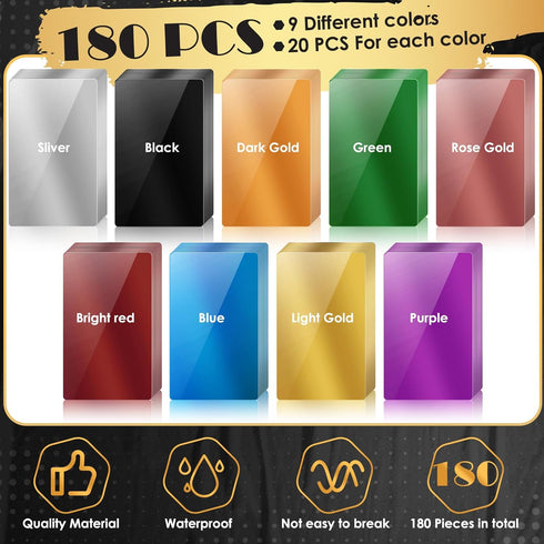 weparmeety 180 Pcs Metal Engraving Blanks Colorful Aluminum Sheet Laser Engraving Business Card Multipurpose Engraving DIY Gift Cards 86 x 54 x 0....
