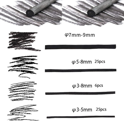 3-8mm Willow Charcoal Sticks for Sketching and Drawing Art Supplies for Professionals Students and Hobbyists...