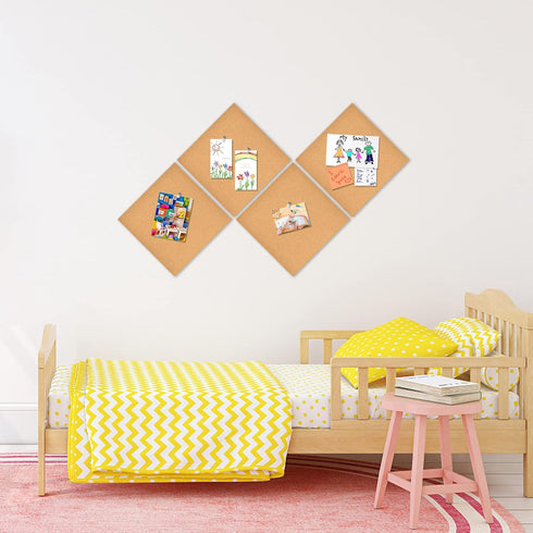 12x12" Cork Board Tiles Bulletin Board, 1/2" Thick Small Square Cork Boards for Walls, Self-Adhesive Cork Tiles for Home, Office, School, Bulletin...