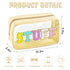 Chenille Letter Clear Makeup Bag Large Nylon Preppy Patch Stuff Cosmetic Bag with Zipper Travel Makeup Pouch Transparent PVC Waterproof Toiletry O...