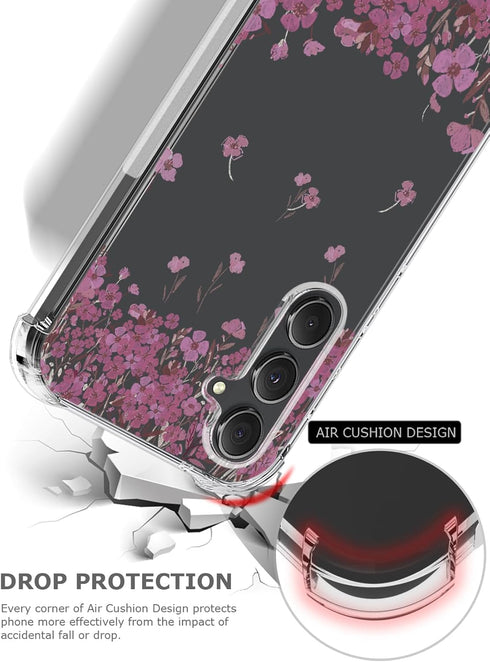 Floral Clear Case for Galaxy S23 FE for Women/Girls,Pretty Phone Cover for Samsung Galaxy S23FE,Flower Design Slim Soft Transparent Drop Proof TPU...