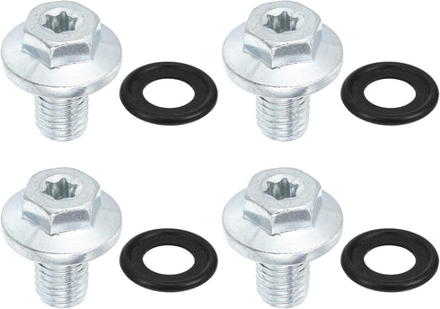 X AUTOHAUX 4 Pcs M12x1.75 Steel Engine Oil Drain Plug Screw for Chevrolet Silverado 1500 2500 3500 HD Malibu S10 Monte Carlo Silver Tone...