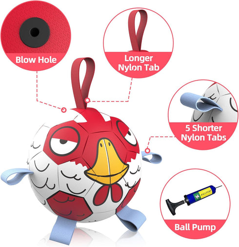 Dog Toys Soccer Ball with Straps, Outdoor Dog Toys, Puppy Birthday Gifts, Dog Water Toy, Durable Dog Balls for Small Medium Dog (6 Inch)...