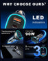 90W USB C Car Charger with 5ft 60W Type C Coiled Cable, Super Fast Car Charger Adapter with Transparent Body, Cigarette Lighter Adapter for iPhone...