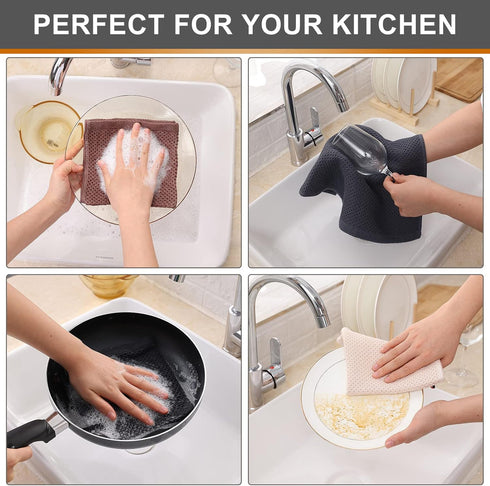Kitinjoy 100% Cotton Kitchen Dish Cloths, 6 Pack Waffle Weave Ultra Soft Absorbent Dish Towels for Drying Dishes Quick Drying Kitchen Towels Dish ...