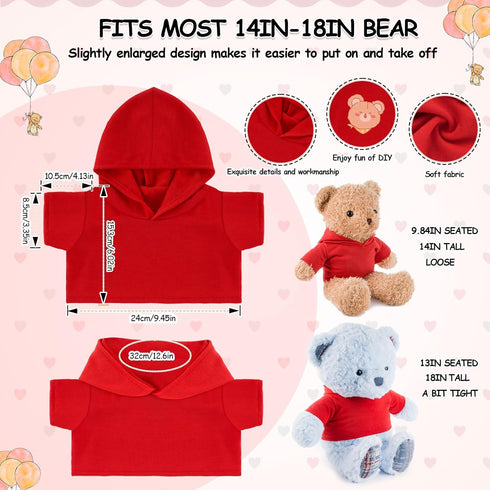 6 PCS Stuffed Bear Clothes Tee Shirt Sublimation Plush Bear Shirts Classic Stuffed Animal Bear T Shirts Hoodie 14-18 Inches Stuffed Bear Dolls...