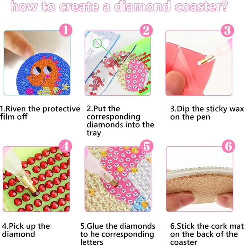 Vukayo Diamond Coasters, Diamond Painting Coasters with Holder, Diamond Coasters Art Kits for Beginners, Kids,Adults Small Diamond Painting Craft ...