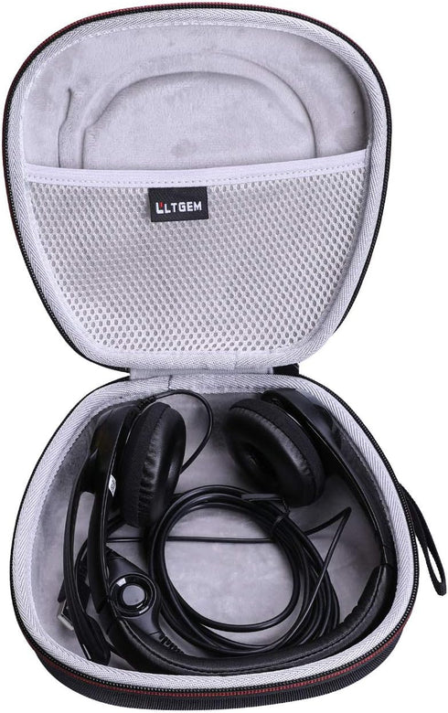 LTGEM Hard Headphone Case for Logitech H390, H430, H570e / JLab Go Work, JIAMQISHI, EAGLEND, FEABASK Headset (Inside:6.8"x7"x2.9") - Black+Grey...