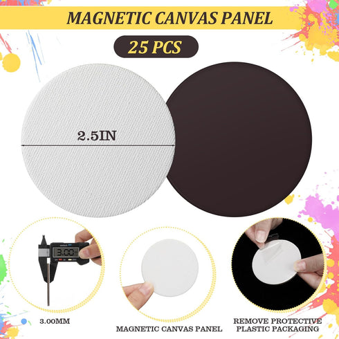 25 Pcs Magnetic Painting Canvas Panel Magnetic Mini Canvas Boards Canvas Blank Canvases for Painting Art Gift DIY Decor(2.5")...