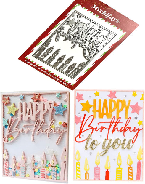 Cutting Dies Metal Stencils Scrapbooking Tool DIY Craft Carbon Steel Embossing Template for Paper Card Making (Happy birthday and candles-14.5x11....