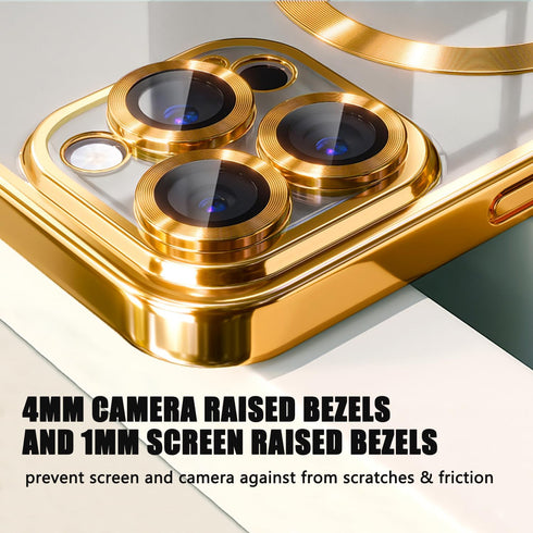 Misscase iPhone 13 Pro MagSafe Case with Camera Protector, Clear Magnetic Anti-Scratch Cover - Gold......