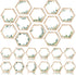 60 Pcs Simply Boho Hexagons Cutouts Hexagon Cutout Simply Boho Classroom Decor Assorted Greenery and Wood Grain 6 Sided Bulletin Board Decorations...
