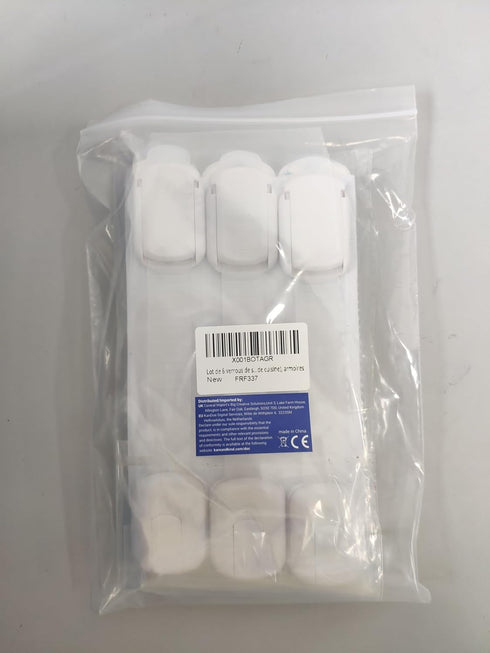 Child Safety Locks (White) - Set of 6 - Prevents Injury and Opening (Oven) Doors, (Kitchen Sink) Cabinets, Toilet Seats, etc. - No Tools or Screws...