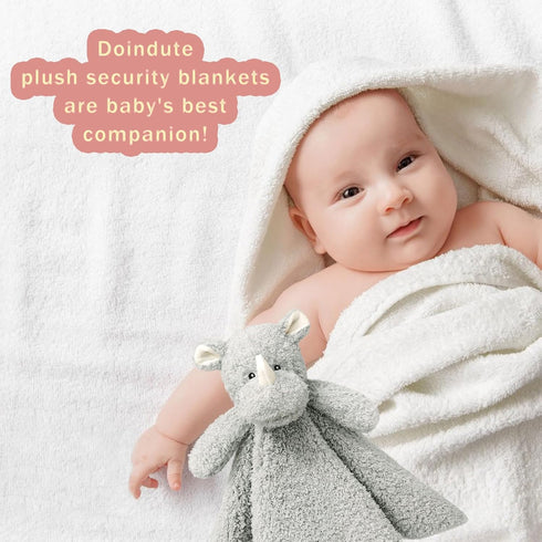 Baby Gray Rhino Soft Stuffed Animal Security Blanket, Plush Rhino Character Lovey Blanket, Baby Shower/Nursery Gift, Cuddly Newborn, Infant, Toddl...