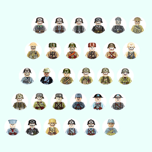 WW2 Soldier Minfigures Toy for Kid, 30 National Military Figures American German British Italian French Other National Figures Battle Playset, For...
