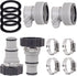 4-Pack Pool Hose Adapters with Clamps - 2 Types Connectors for Threaded Connection Pump - Replacement for 1.5/1.25 Inch Hoses - Ideal for Above Gr...