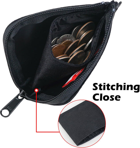 Rough Enough Small Coin Purse Pouch Slim Credit Card Holder Wallet for Men Women Teen Boys with Neck Lanyard Keychain Zipper in Black Cordura...