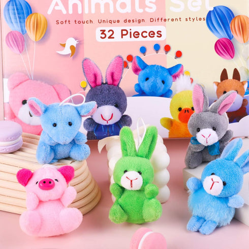 Ruisita 32 Pack Mini Plush Animals Toys Set, Jungle Animal Plush Toys Stuffed Animals Set for Easter Hunts, Basket Stuffers, Easter Party Favor, G...