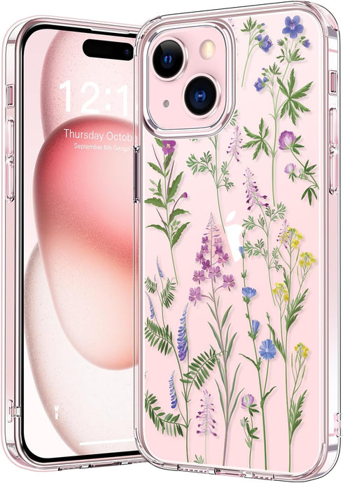 bicol Compatible with iPhone 15 Case,Crystal Clear Cover with Fashionable Designs for Girls Women,Slim Fit Shockproof Protective Acrylic Phone Cas...