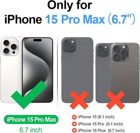 Antsturdy Compatible with iPhone 15 Pro Max Wallet Case for Women?RFID Blocking?,PU Leather Apple 15 Pro Max Crossbody Phone Case Zipper Wrist Str...