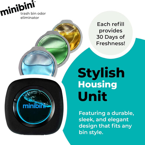 Flint Minibini Trash Can Deodorizer and Odor Eliminator, Garbage Can Air Freshener and Odor Control Up to 30 Days, Device Plus Refill...