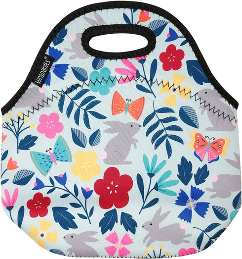 Wrapables® Insulated Neoprene Lunch Bag, Floral Rabbits...