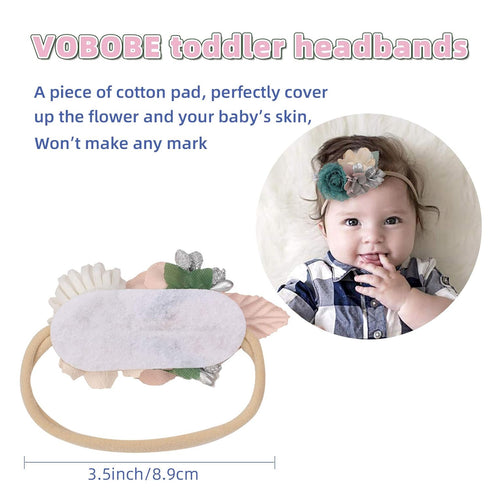VOBOBE Baby Girl Nylon Headbands Infant Flower Elastic Hair Band Bows Wraps For Newborn Toddler Hair Accessories Pack of 3 (A-Blue)...