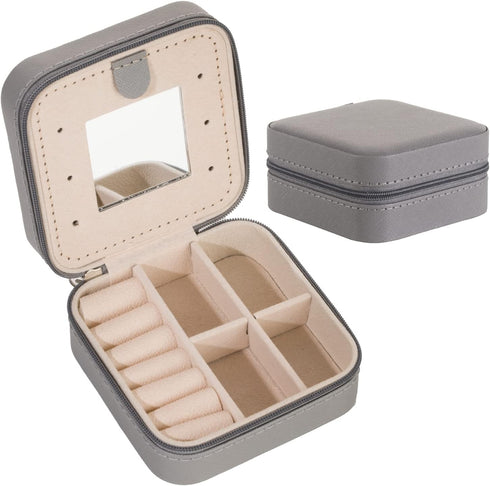 KElofoN Travel jewelry case Travel jewelry box Travel Jewelry Organizer Small Jewelry Organizer Box for Girls Women with Mirror(Grey)...