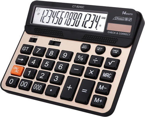Large Button Calculator,Philley Large LCD Display 14 Digits Desktop Check&Correct Electronic Calculator(CT-9240C)...