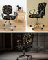 Computer Office Chair Cover Yellow Paw Print Black Background Protective & Stretchable Desk Chair Covers Soft Polyester Universal Rotating Chair S...