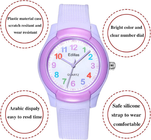 Edillas Kids Analog Watch for Girls Boys,Children Waterproof Learning Time Wrist Watch Easy to Read Time Wrist Watches for Kids Girls Boys...