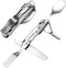 Camping Utensils, 6-In-1 Detachable Stainless Steel Camping Flatware Multi-tool kits with Spoon Fork Knife Corkscrew Bottle&Can Opener, Folding Po...