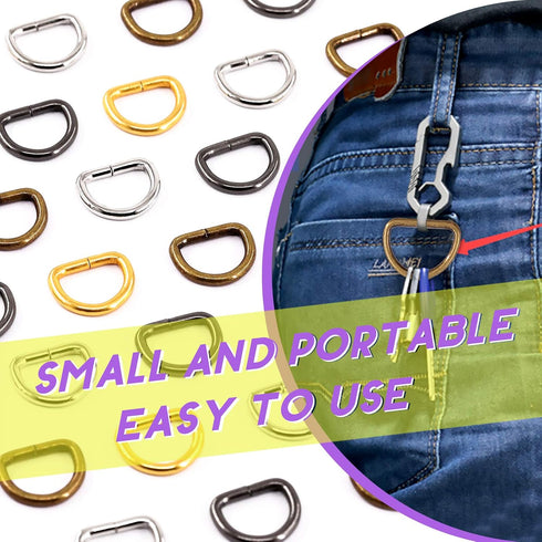 Swpeet 120Pcs 1/2 Inch - 13mm 4Colors Multi-Purpose Metal D Ring Semi-Circular D Ring for Hardware Bags Ring Hand DIY Accessories (Mixed Color, 1/...
