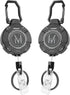 2 Pack Heavy Duty Retractable Keychain ID Badge Reels Retractable Carabiner Badge Holder with 31.5” Steel Cord, 9.0 oz...