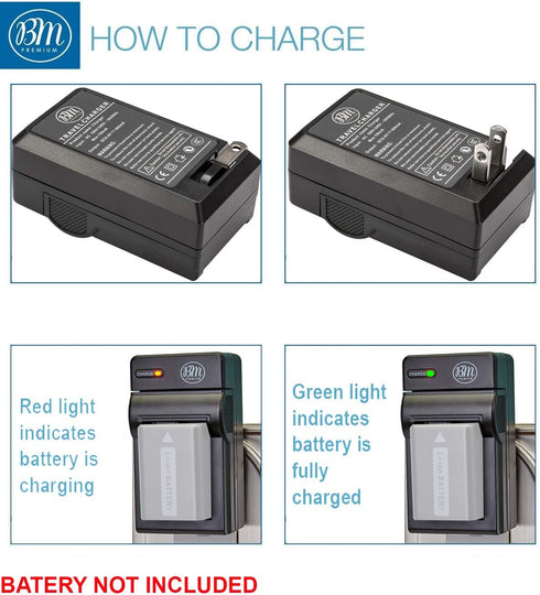 NP-FW50 Battery Charger for Sony ZV-E10, A6100, A6400, DSC-RX10 II, DSC-RX10 IV, Alpha 7, A7R, A7R II, A7S, AS7 II, A3000, A5000, A5100, A6000, A6...