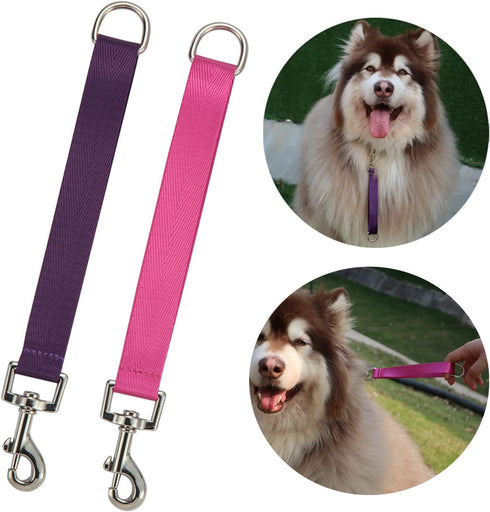 Traffic Dog Leash Dog Training Leash Pet Dog Traffic Grab Handle Dog Grab Tab Training Tab (Rosered & Purple)...