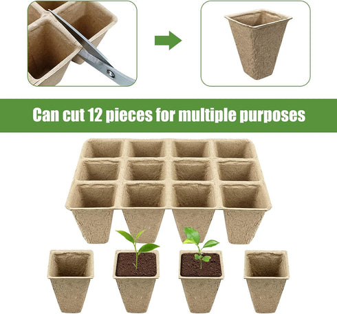 20 Pack Peat Pots, 240 Cells Biodegradable Seed Starter Pots, Peat Pots for seedlings, Starter Pots for Planting Seeds with 20 Plant Labels for In...