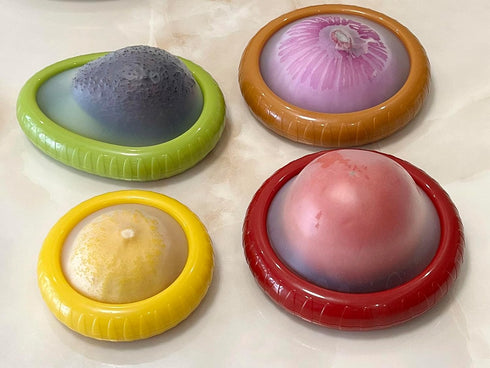 4PC Silicone Fruit and Vegetable Storage Containers Set for Fridge, Onion Storage Container, Avocado keeper,Tomato Saver,and Lemon holder...