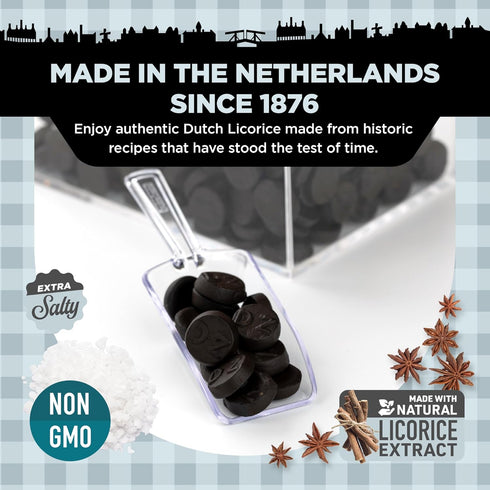 Gustaf's Dutch Licorice Double Salt Coins - 5.2oz Bag - Salted Black Licorice Coins - Dutch Candy from Netherlands - Salty Black Liquorice Treats...