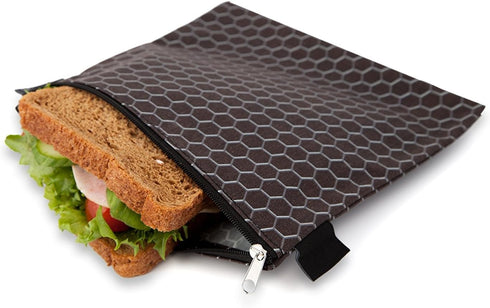 Nordic By Nature 4 Pack - Reusable Sandwich Bags Dishwasher Safe BPA Free - Durable Washable Quick Dry Cloth Baggies -Reusable Snack Bags School L...